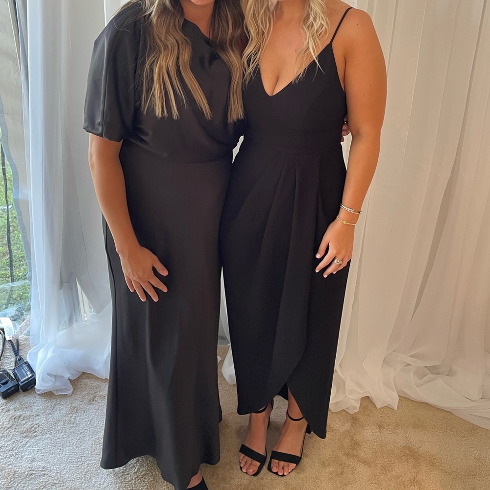 XSCAPE high low midi/long black dress